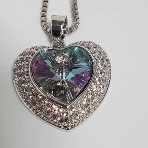 Swarovski Crystal pave heart necklace  NIB